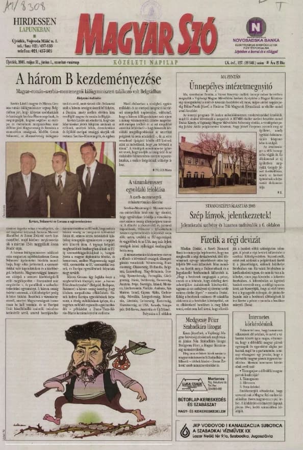 Magyar Szó, 60. évf. 2003. május 31. – június 1. 127. sz. 1–32. oldal