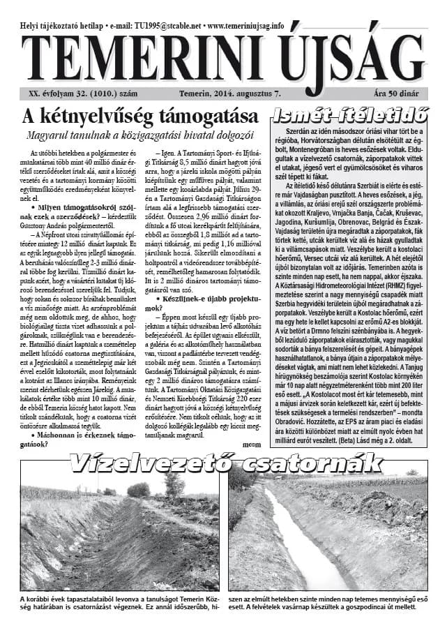 Temerini Újság, 20. évf. 2014. augusztus 7. 32. sz.