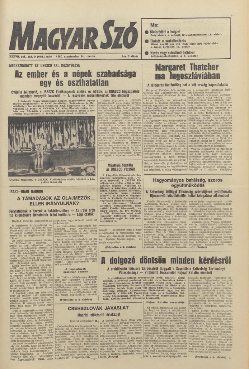 Magyar Szó, 37. évf. 1980. szeptember 24. 264. sz. 1–20. oldal