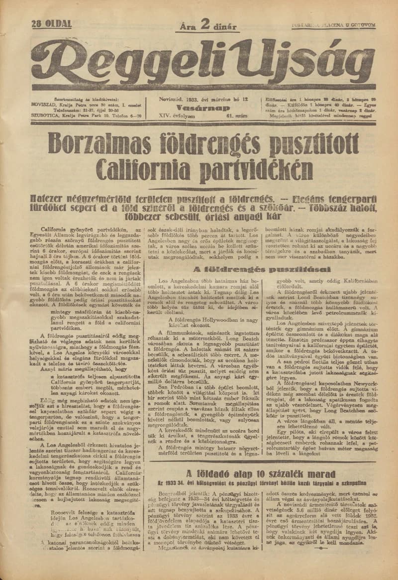 Reggeli Újság, 14. évf. 1933. március 12. 61. sz.