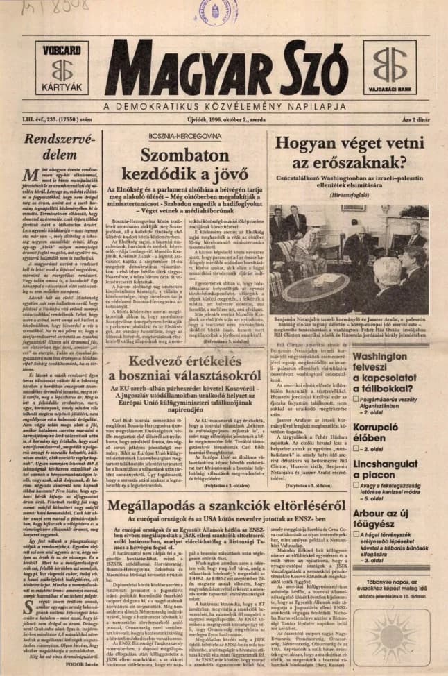 Magyar Szó, 53. évf. 1996. október 2. 233. sz. 1–16. oldal