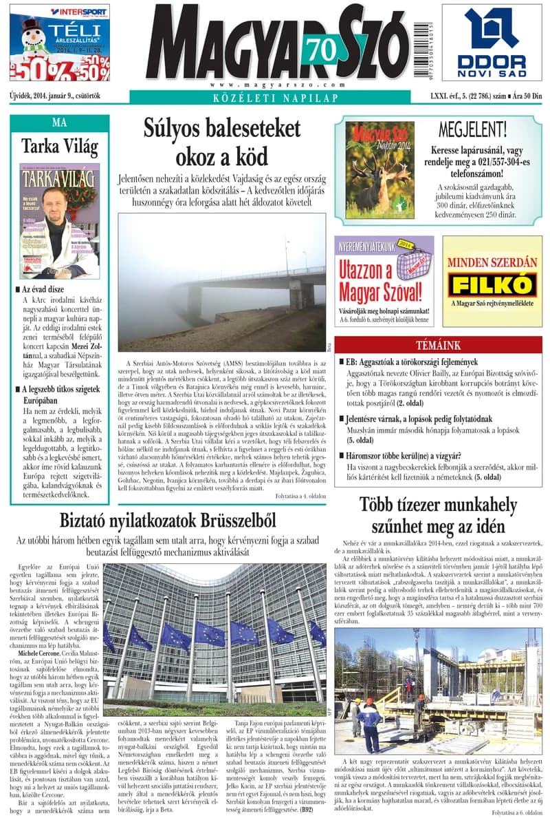 Magyar Szó, 71. évf. 2014. január 9. 5. sz. 1–20. oldal