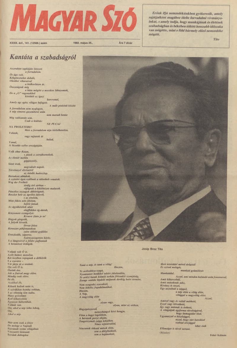 Magyar Szó, 39. évf. 1982. május 25. 141. sz. 1–32. oldal