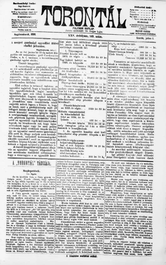 Torontál, 25. évf. 1896. július 1. 149. sz.