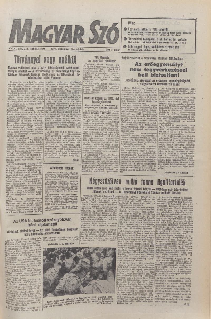 Magyar Szó, 36. évf. 1979. december 14. 342. sz. 1–20. oldal