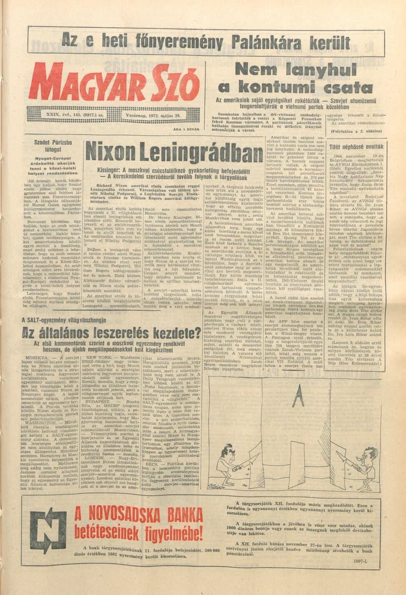 Magyar Szó, 29. évf. 1972. május 28. 145. sz. 1–28. oldal