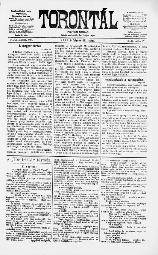 Torontál, 35. évf. 1906. május 15. 111. sz.