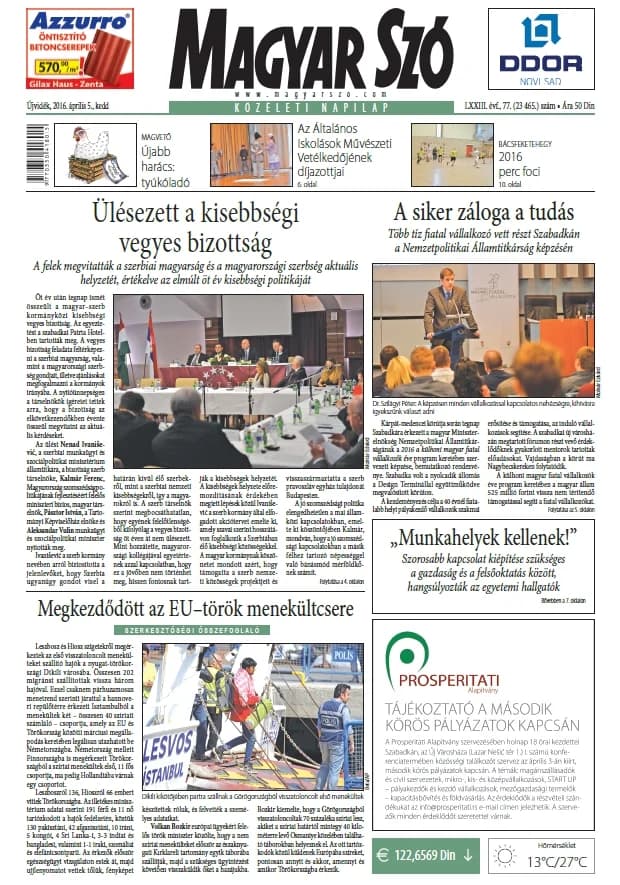 Magyar Szó, 73. évf. 2016. április 5. 77. sz. 1–20. oldal