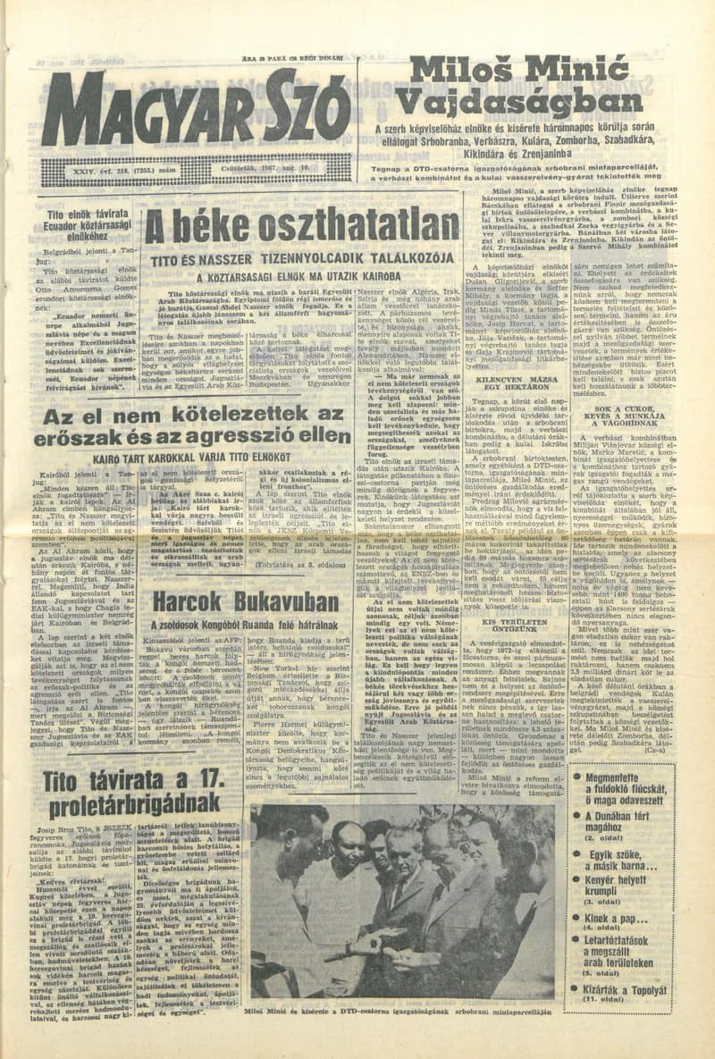Magyar Szó, 24. évf. 1967. augusztus 10. 218. sz. 1–12. oldal
