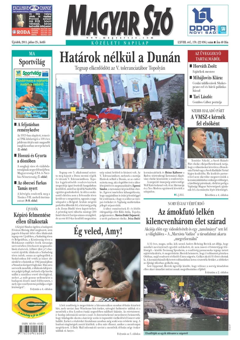 Magyar Szó, 68. évf. 2011. július 25. 170. sz. 1–16. oldal