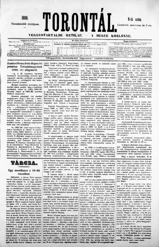 Torontál, 17. évf. 1888. március 1. 9. sz.