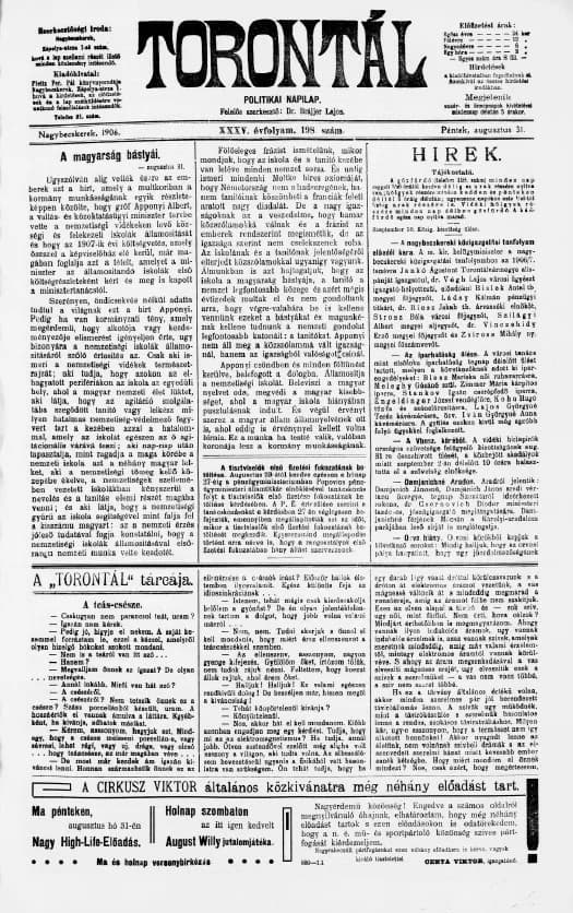 Torontál, 35. évf. 1906. augusztus 31. 198. sz.