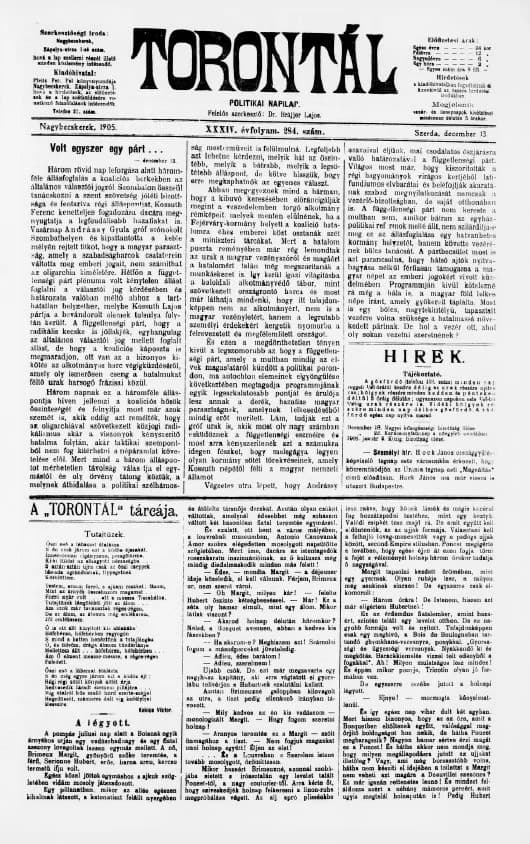 Torontál, 34. évf. 1905. december 13. 284. sz.
