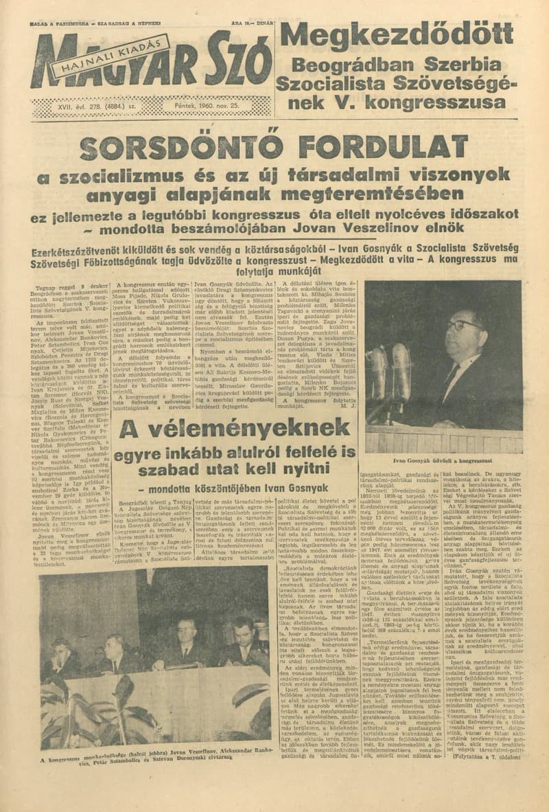 Magyar Szó, 17. évf. 1960. november 25. 278. sz. 1–26. oldal