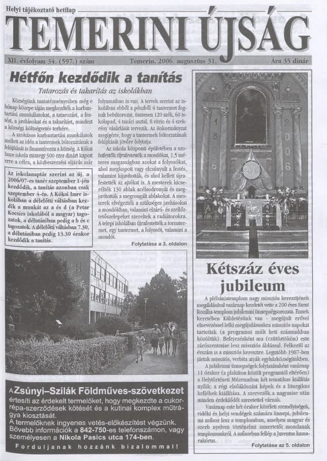 Temerini Újság, 12. évf. 2006. augusztus 31. 35. sz.