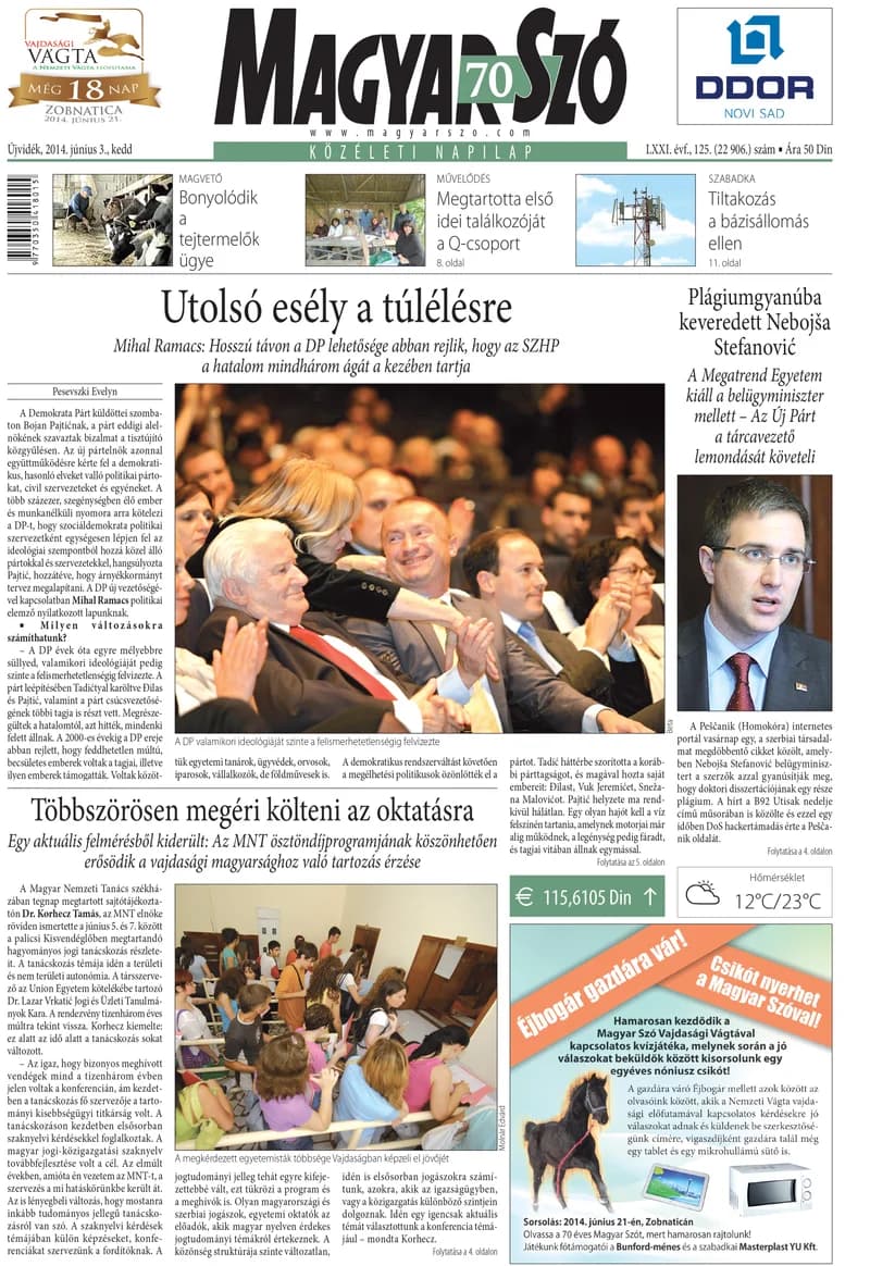 Magyar Szó, 71. évf. 2014. június 3. 125. sz. 1–20. oldal
