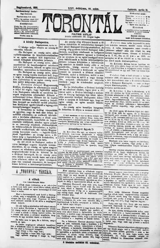 Torontál, 25. évf. 1896. április 16. 88. sz.