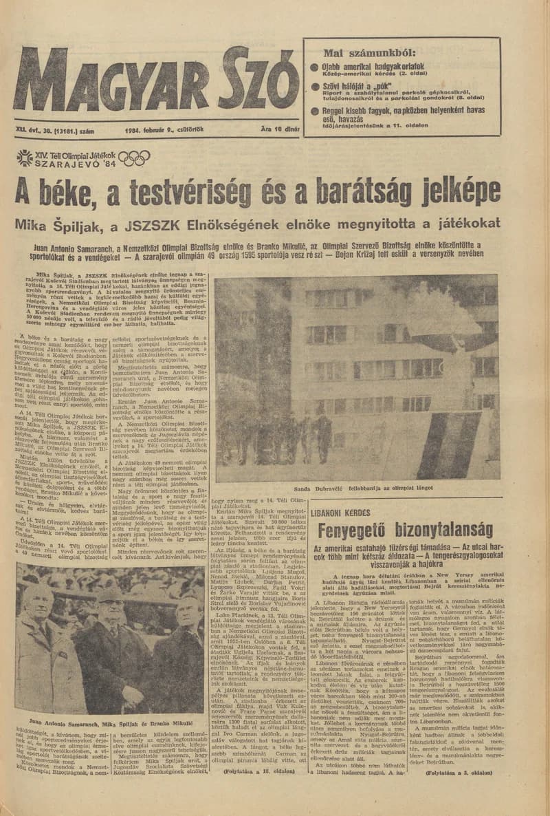 Magyar Szó, 41. évf. 1984. február 9. 38. sz. 1–20. oldal