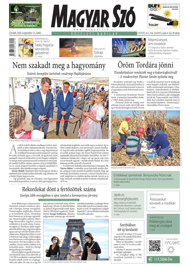 Magyar Szó, 77. évf. 2020. szeptember 21. 216. sz. 1–16. oldal