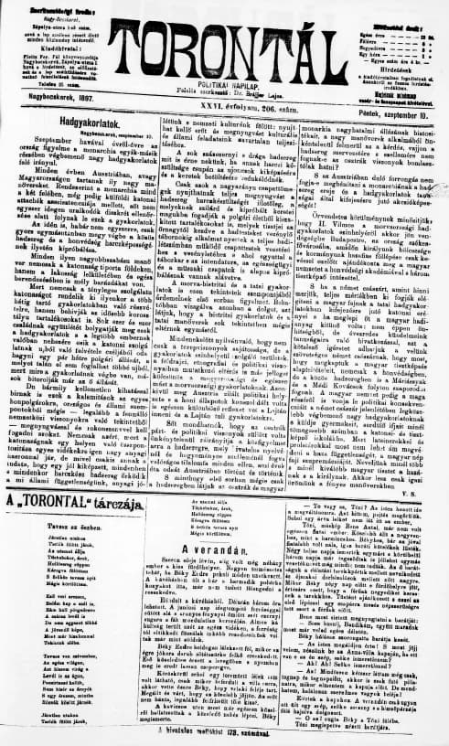 Torontál, 26. évf. 1897. szeptember 10. 206. sz.