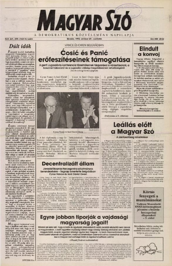 Magyar Szó, 49. évf. 1992. október 29. 298. sz. 1–16. oldal