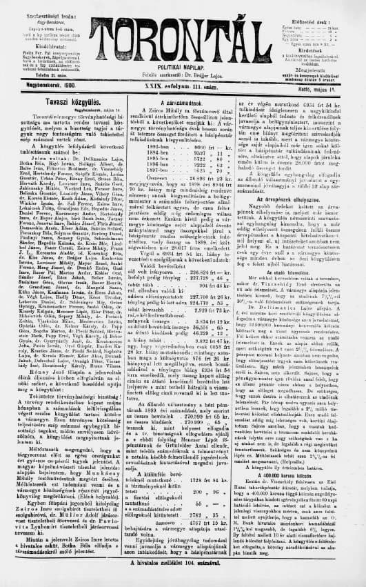 Torontál, 29. évf. 1900. május 14. 111. sz.