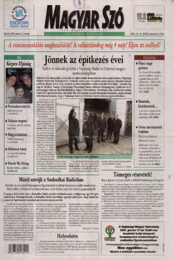 Magyar Szó, 64. évf. 2007. január 17. 13. sz. 1–20. oldal