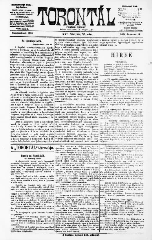 Torontál, 25. évf. 1896. december 14. 287. sz.