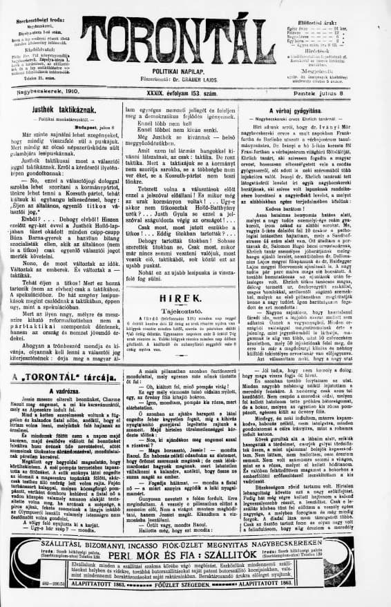 Torontál, 39. évf. 1910. július 8. 153. sz.