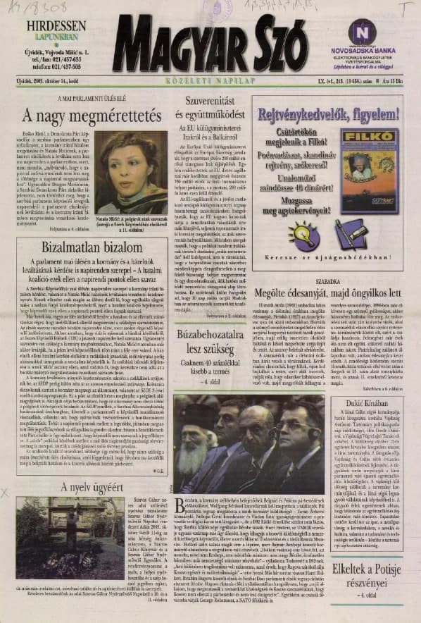 Magyar Szó, 60. évf. 2003. október 14. 243. sz. 1–20. oldal