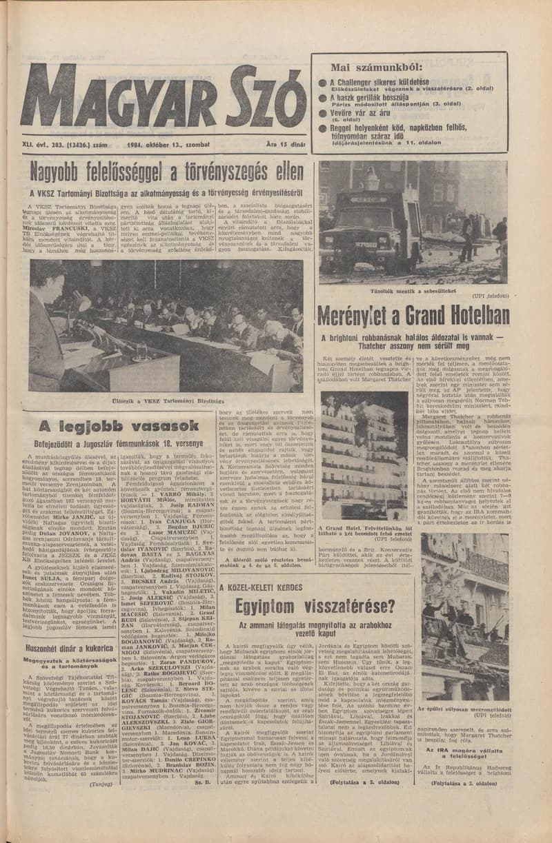 Magyar Szó, 41. évf. 1984. október 13. 283. sz. 1–24. oldal