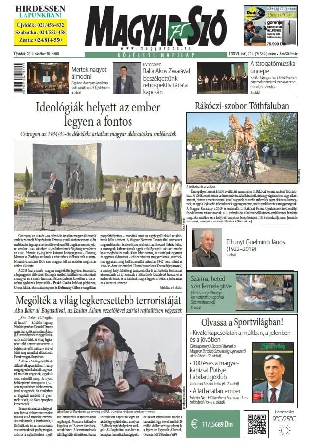 Magyar Szó, 76. évf. 2019. október 28. 251. sz. 1–12. oldal