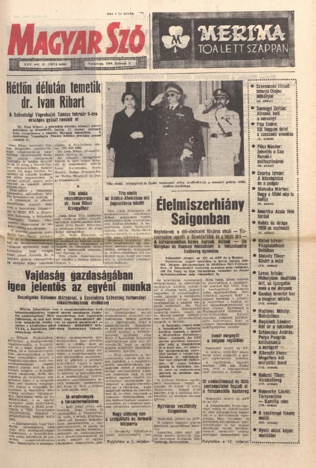 Magyar Szó, 25. évf. 1968. február 4. 33. sz. 1–32. oldal