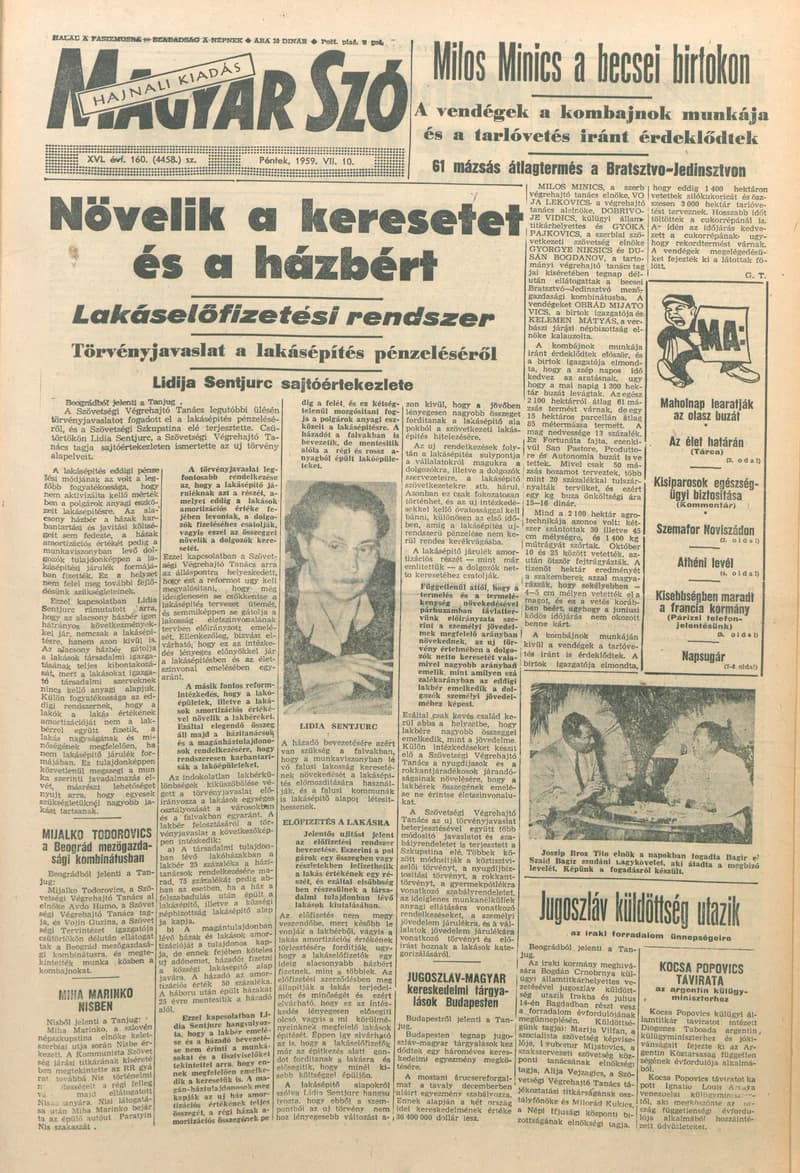 Magyar Szó, 16. évf. 1959. július 10. 160. sz. 1–20. oldal