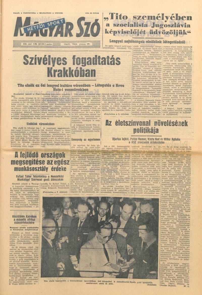 Magyar Szó, 21. évf. 1964. június 29. 178. sz. 1–12. oldal