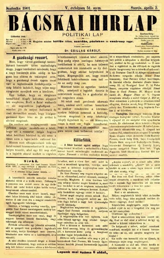 Bácskai Hirlap, 5. évf. 1901. április 3. 51. sz.
