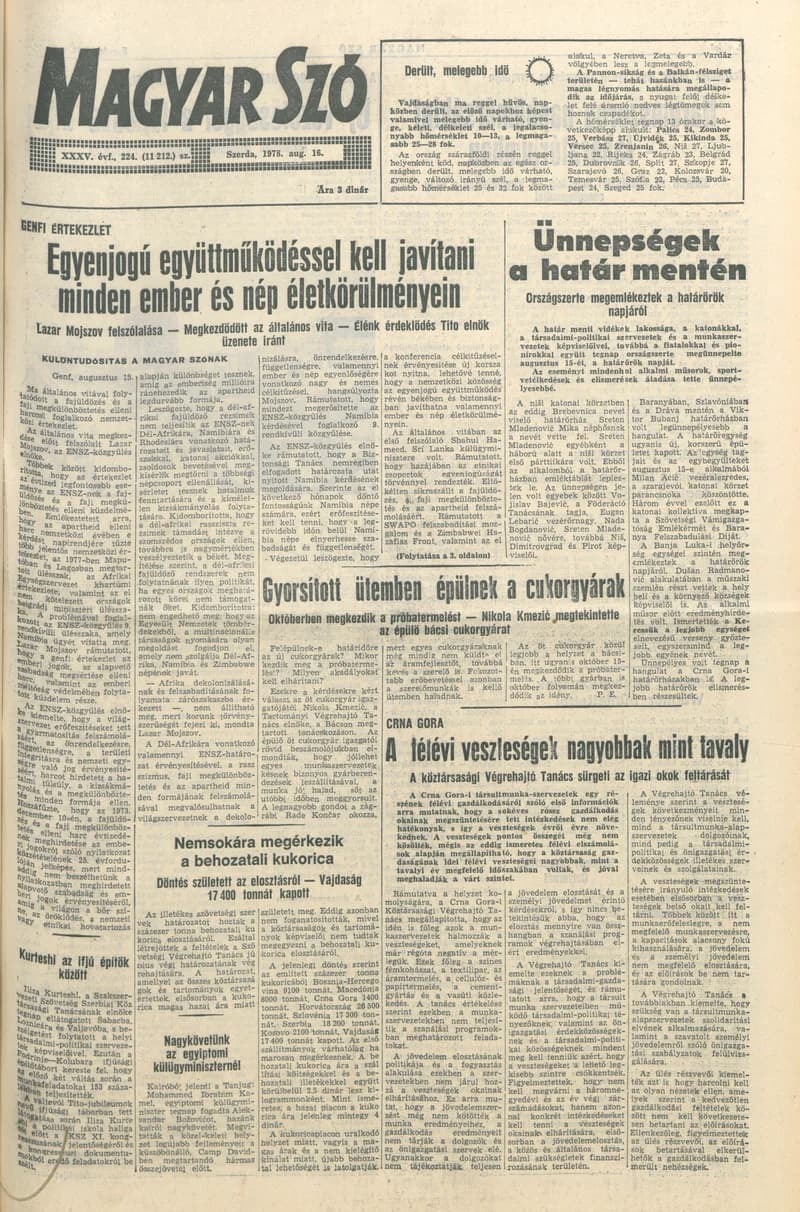 Magyar Szó, 35. évf. 1978. augusztus 16. 224. sz. 1–16. oldal
