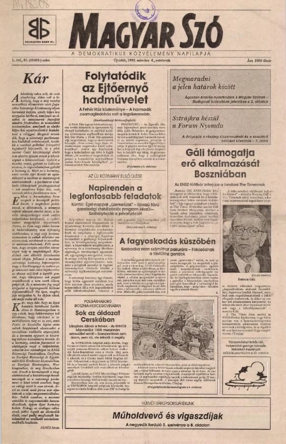 Magyar Szó, 50. évf. 1993. március 4. 61. sz. 1–16. oldal