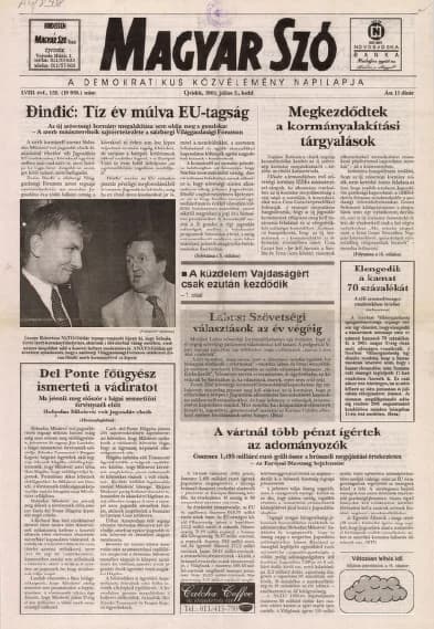 Magyar Szó, 58. évf. 2001. július 3. 152. sz. 1–16. oldal