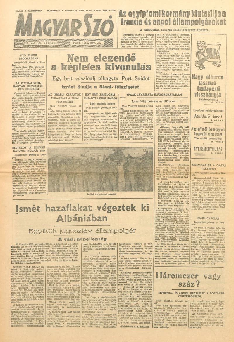 Magyar Szó, 13. évf. 1956. november 27. 325. sz. 1–8. oldal