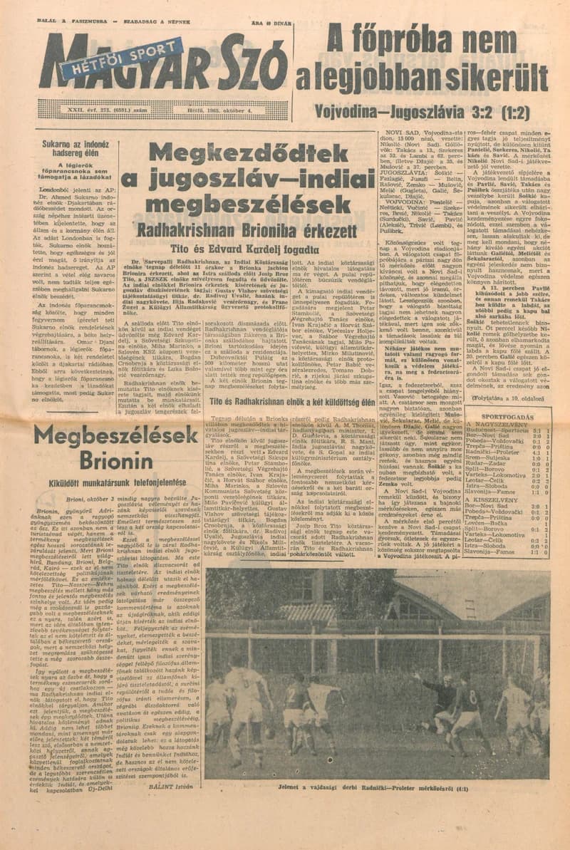Magyar Szó, 22. évf. 1965. október 4. 273. sz. 1–16. oldal