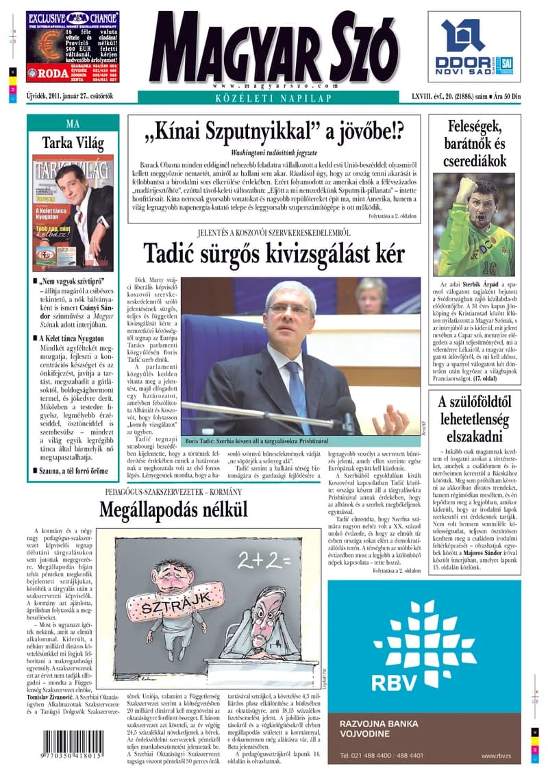 Magyar Szó, 68. évf. 2011. január 27. 20. sz. 1–20. oldal