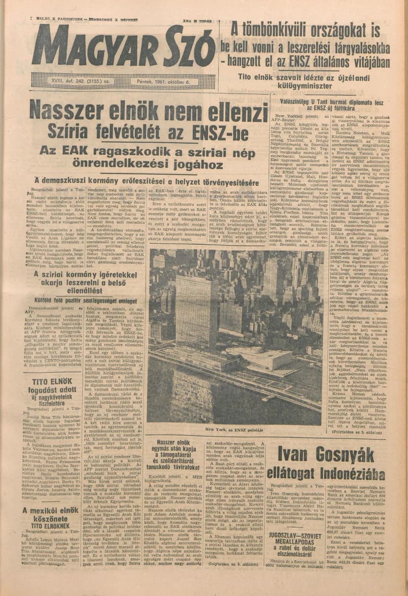 Magyar Szó, 18. évf. 1961. október 6. 242. sz. 1–14. oldal
