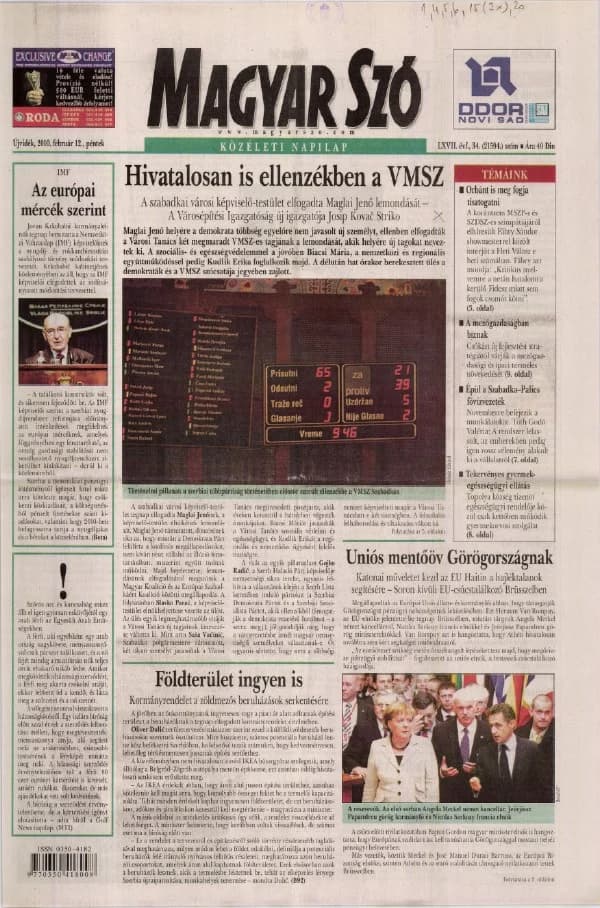 Magyar Szó, 67. évf. 2010. február 12. 34. sz. 1–20. oldal