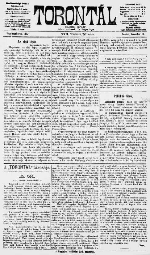 Torontál, 26. évf. 1897. december 10. 282. sz.