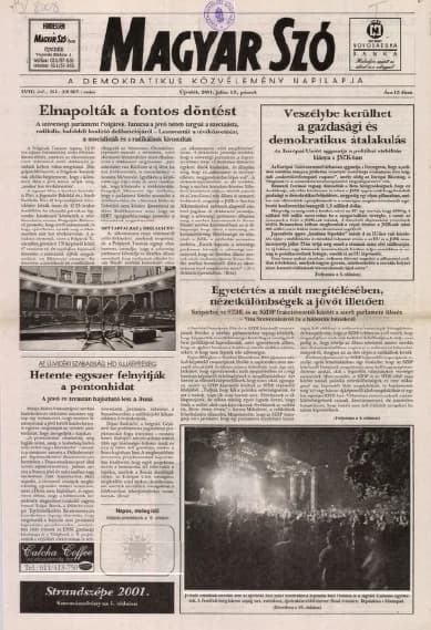 Magyar Szó, 58. évf. 2001. július 13. 161. sz. 1–16. oldal