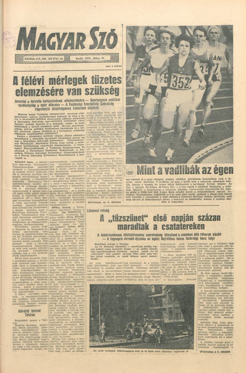 Magyar Szó, 33. évf. 1976. július 27. 205. sz. 1–16. oldal