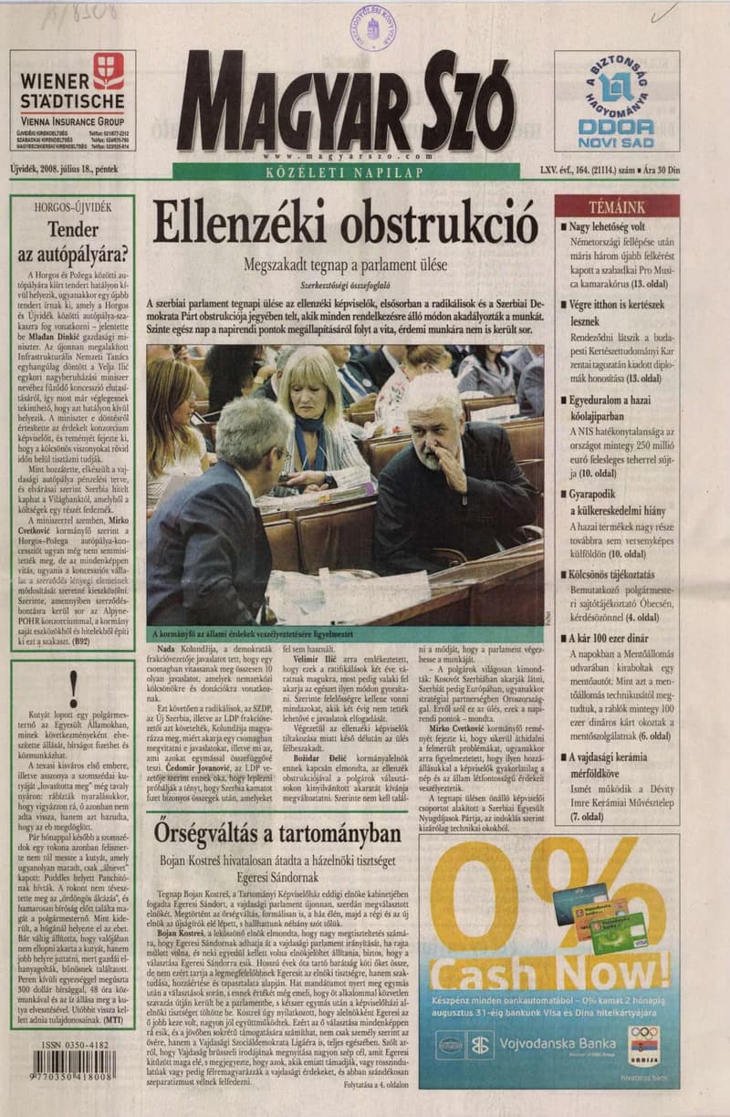 Magyar Szó, 65. évf. 2008. július 18. 164. sz. 1–20. oldal