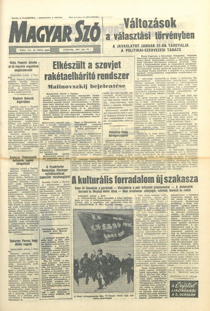 Magyar Szó, 24. évf. 1967. január 19. 16. sz. 1–14. oldal