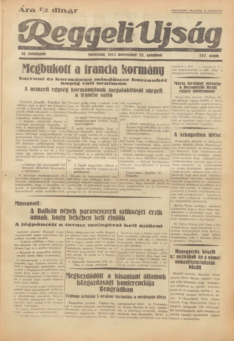 Reggeli Újság, 14. évf. 1933. november 25. 277. sz.